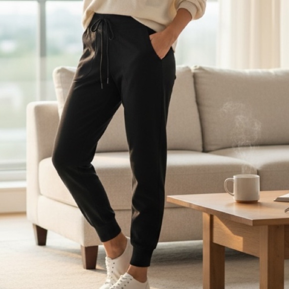Athleta Black Pull On Fleece Lined Athletic Jogger Pants